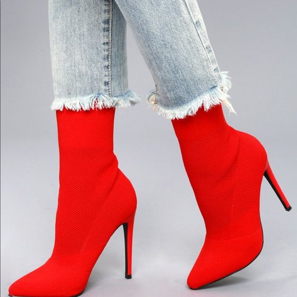 Brash Red Sock Heels - Picture 5 of 6